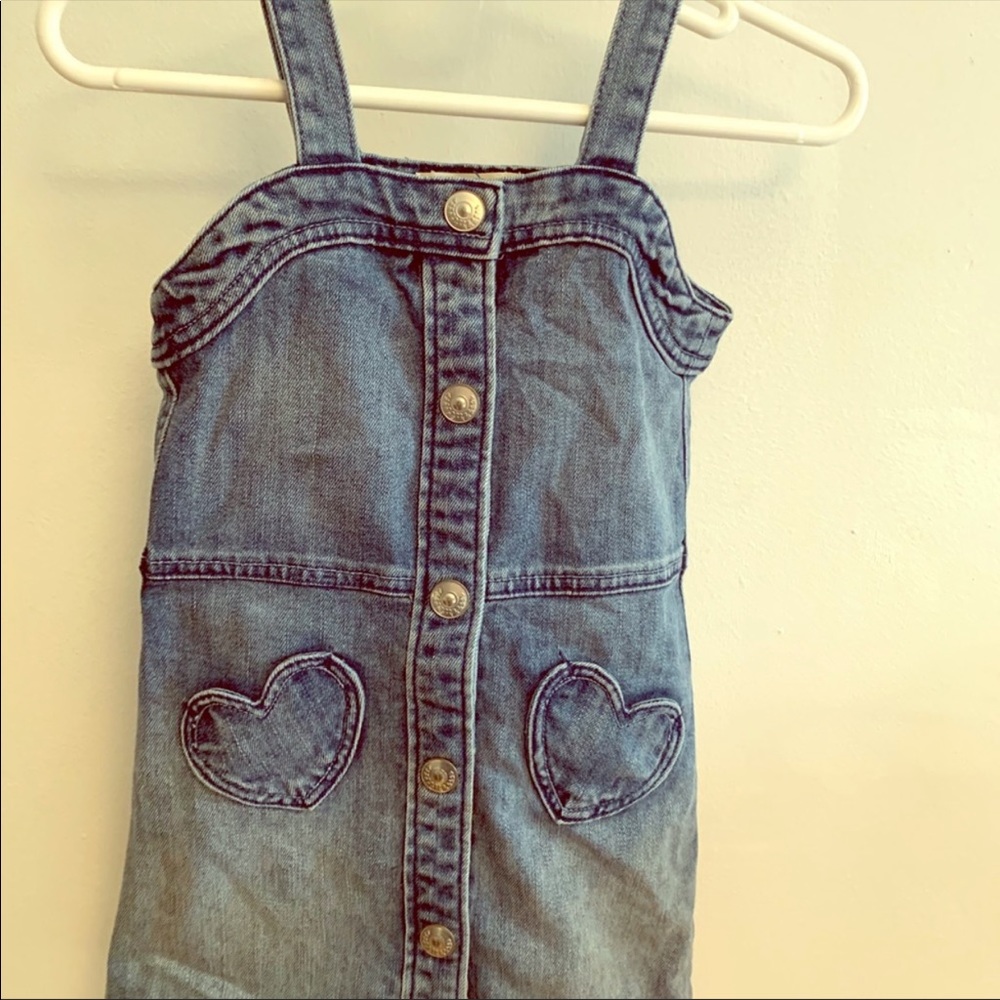 Denim by H&M Dress sz 2-3Y Button Up Hearts Tank